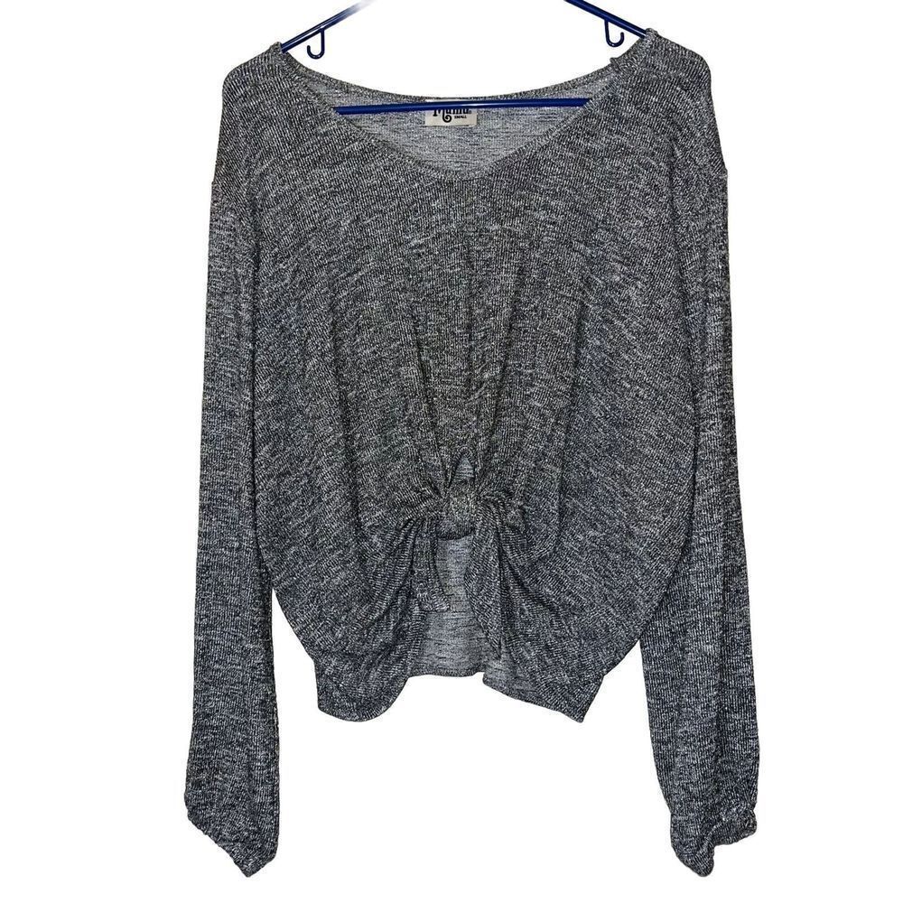 Show Me Your Mumu Top Wmns Sz Sm Silver Front Tie Long‎ Sleeve Metallic Glitter